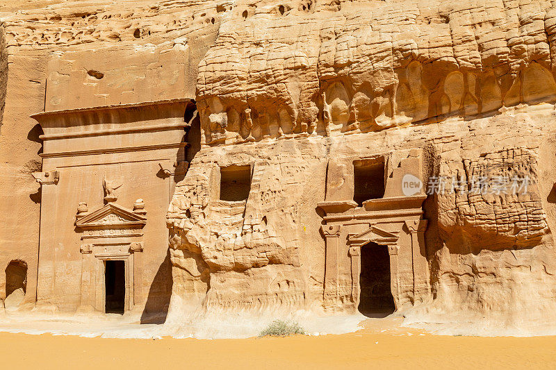Jabal al banat复杂的nabataean墓，Hegra, al Ula，沙特阿拉伯